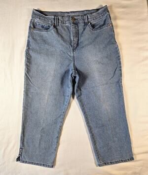 Gloria Vanderbilt Amanda Capri Jeans Size 8 Striped Denim Cropped Length